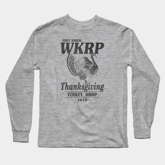 Wkrp Thanksgiving Turkey Drop Retro Long Sleeve T-Shirt by thesuamart